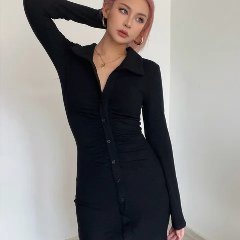 Elegant Black shirt Dress